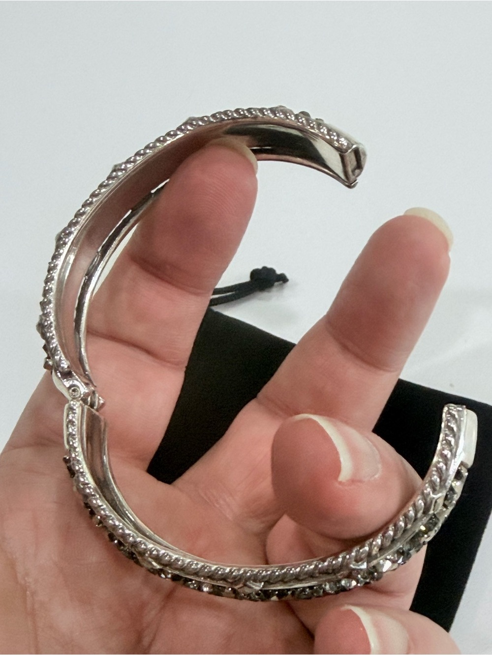 Brighton Silver-Tone Crystal Swarovski Bangle Bracelet - Picture 4 of 6
